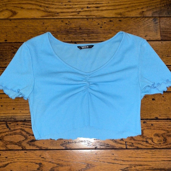 size XS SHIEN blue crop top - Picture 2 of 3